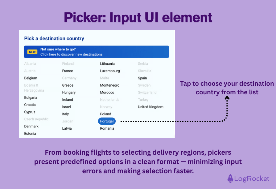 Picker Input UI Element