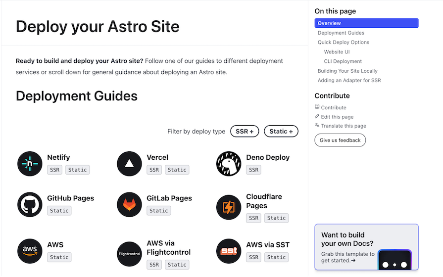 Astro Deployment Guides
