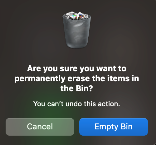 Confirmation Dialogue for Recycling Bin