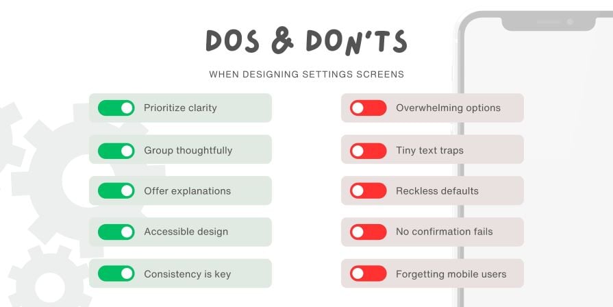 Dos and Donts for Design Settings Screens
