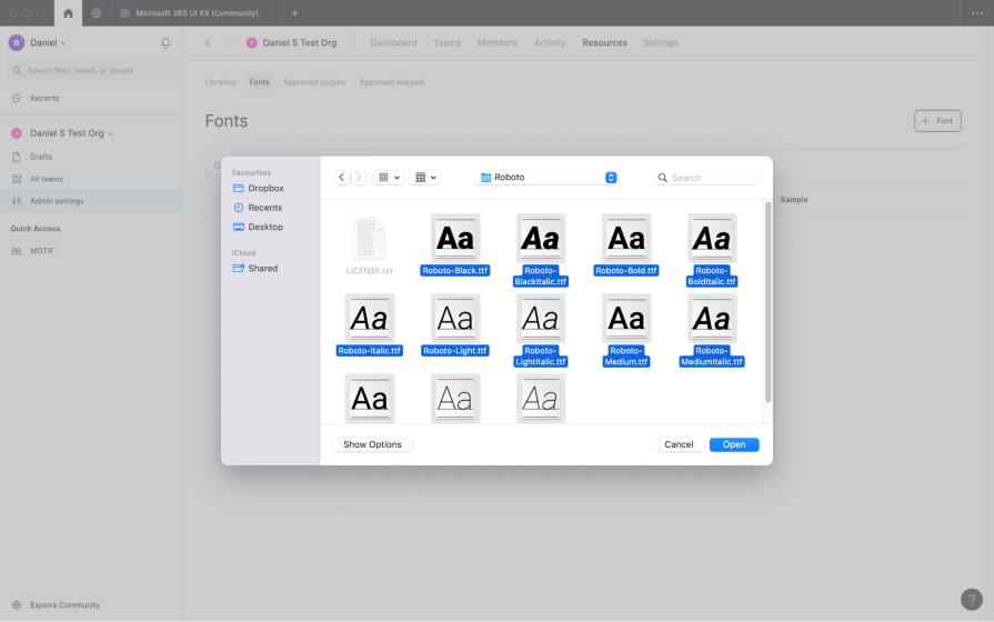 Fonts Selected and Ready to Open