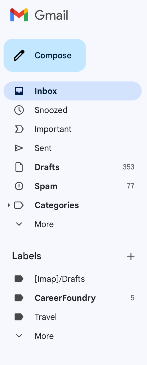 Gmail Sidebar Menu