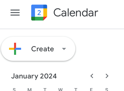 Hamburger Menu Example on Google Calendar