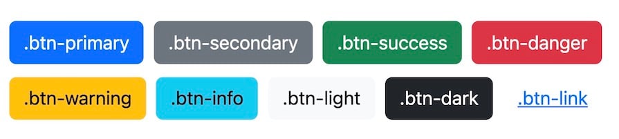 Button Style Options In Bootstrap Labeled With Each Button Class