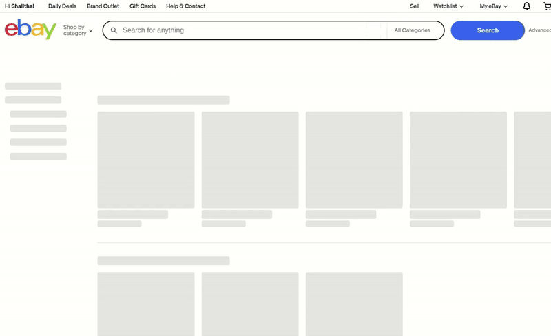 eBay Skeleton Loading Screen