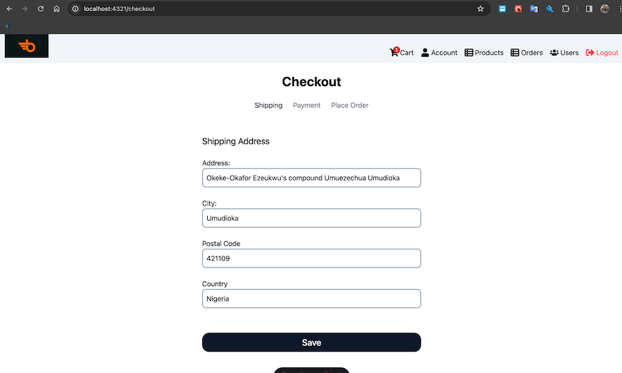 Shipping Page Of Astro Ecommerce Site User Checkout Flow Where User Can Enter Shipment Information