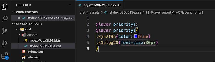 Screenshot Of Build Folder Generated With Production Ready Stylex Files