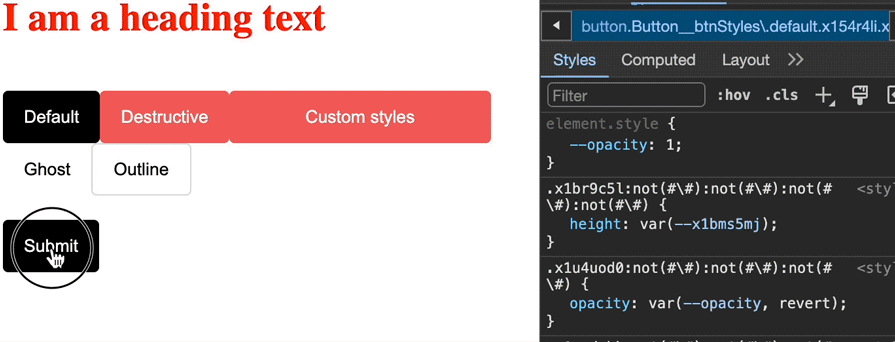 Example Of Dynamic Styles Created With Stylex