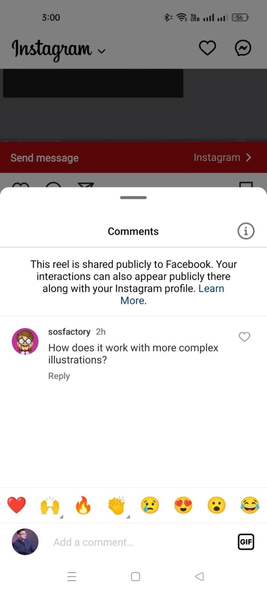 Instagram Comments Modal