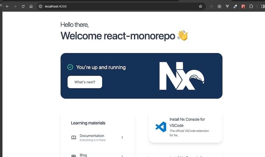 Nx React Monorepo Project Served Locally