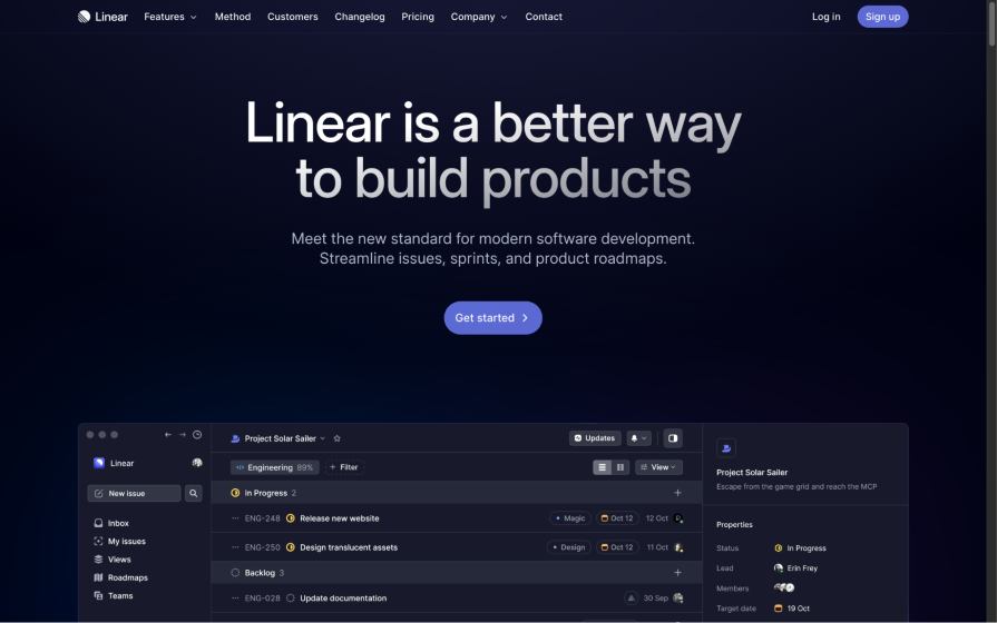 Linear Main Website Page