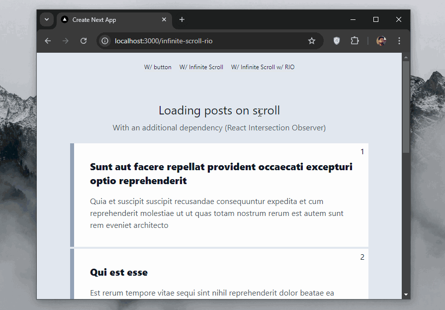Demo Loading Posts On Scroll In Next Js By Scrolling To Bottom Of Visible List