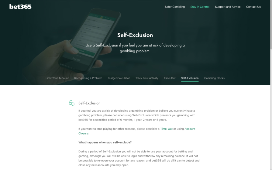 Bet365 Self-exclusion Explanation