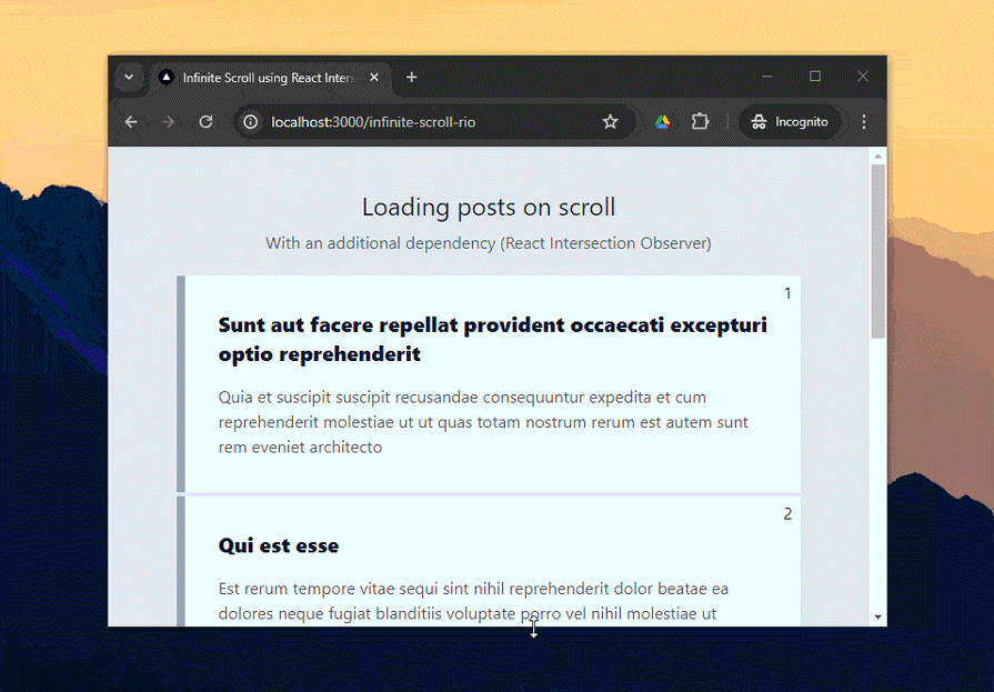 Demo Loading Posts On Scroll In Next Js By Scrolling To Bottom Of Visible List