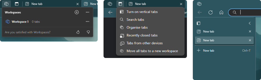 Vertical Tabs and Workspaces in Edge