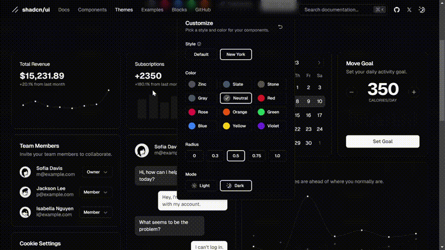 Demo Of Using Shadcn Ui Graphical Interface To Customize An App Theme
