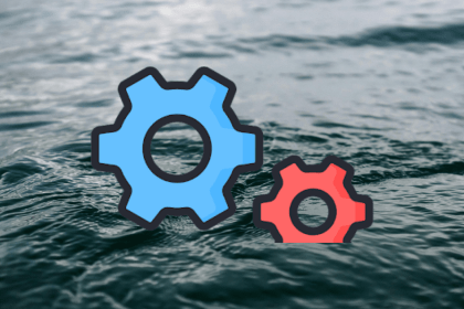 Gear Icons Floating in Sea