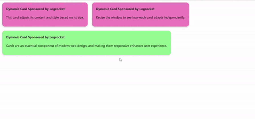 Demo Of Combining Resizeobserver With Css Flexbox To Create Responsive Card Components That Change Size And Color As The Viewport Gets Smaller