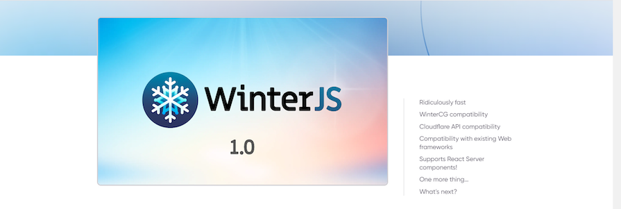 Winterjs Homepage Displaying List Of Benefits It Brings To Projects