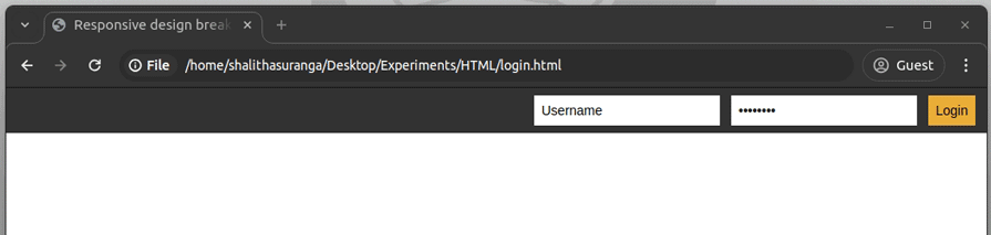 A Simple Responsive Login Form Created Using Device Breakpoints
