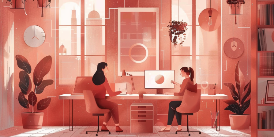 Two Designers at Desk Speaking