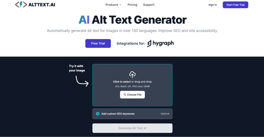 Alttext.ai landing page