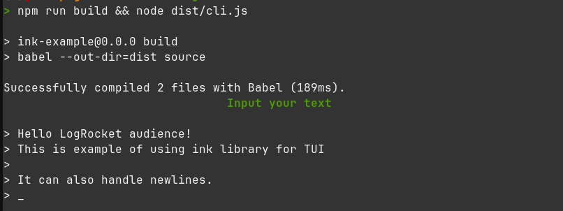 Ink Library Output