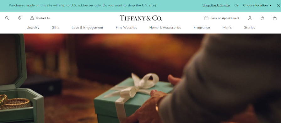 Tiffany and Co. homepage