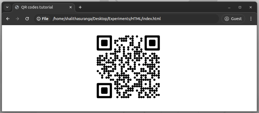 A basic QR code with black circles created with the default style