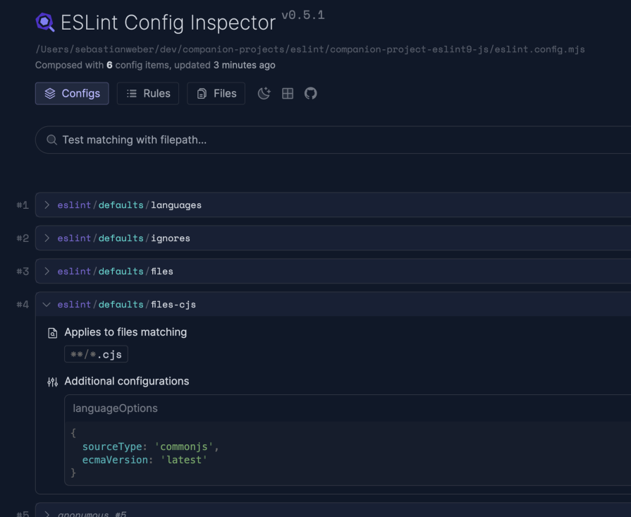 Demo Of Eslint Config Inspector In Use