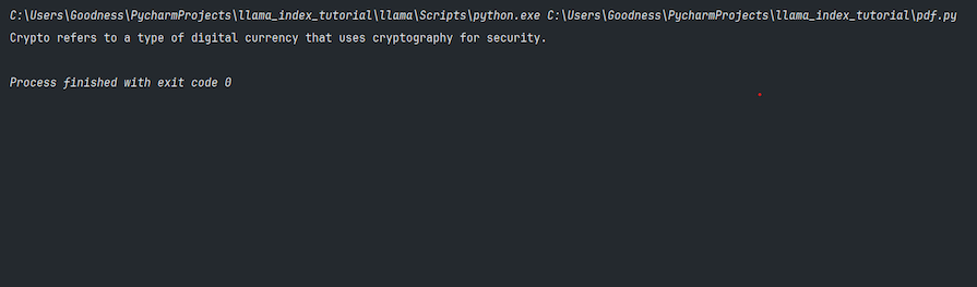 Demo Of Llama Index Question And Answer Method Showing The Output Of Querying A Large Language Model