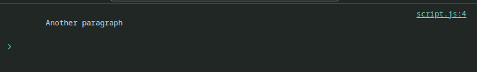 Console log displaying the text ‘Another paragraph’.