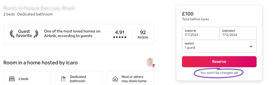 Example Of Ux Writing By Airbnb Used To Reassure Users That They Will Not Be Charged By Proceeding