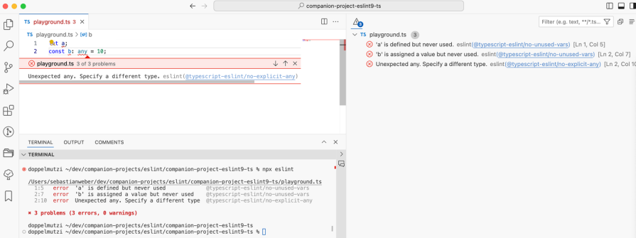 Javascript And Typescript Violations Reported By Both Npx Eslint And Vs Code Eslint Extension