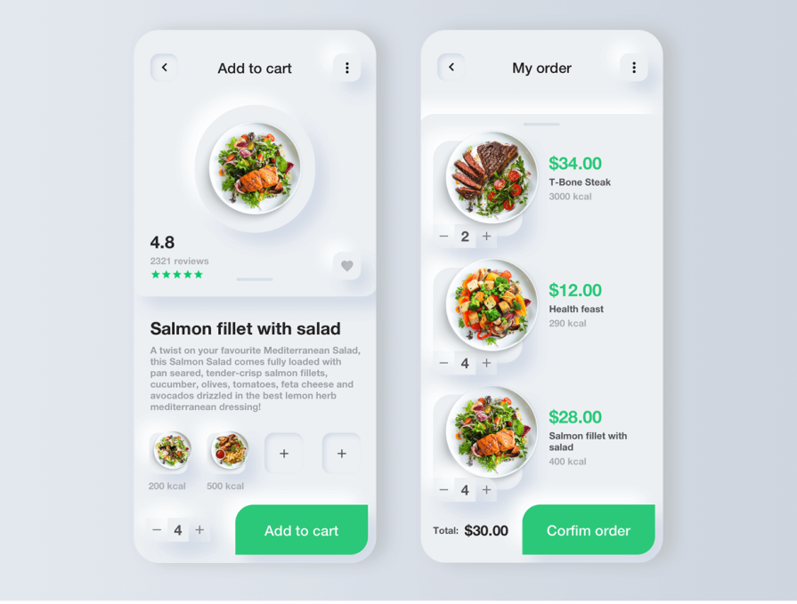Monochrome Food Ordering Design