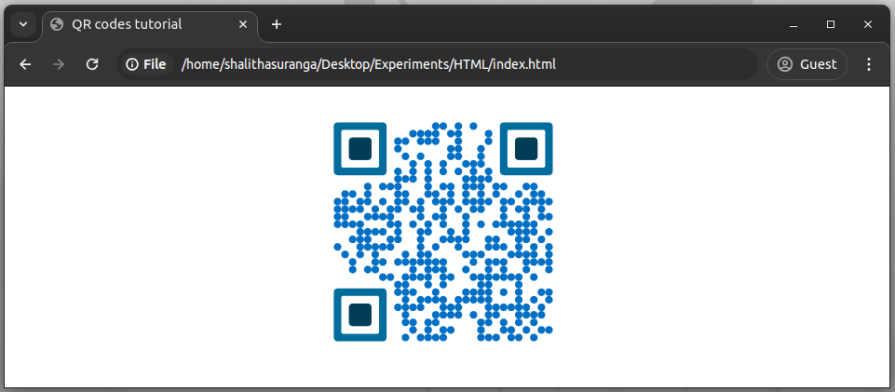 A QR code that uses a three different blue colors to render the pattern. There are circles and squares of different shades of blue.