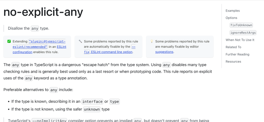 Eslint Rule Documentation Structure