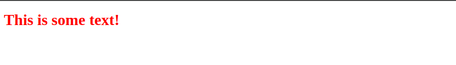 Webpage with ‘This is some text!’ in red after using setProperty method to change text color.