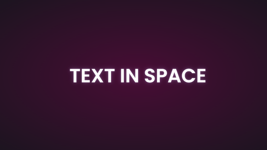 The words "Text in space" set against a purple gradient.