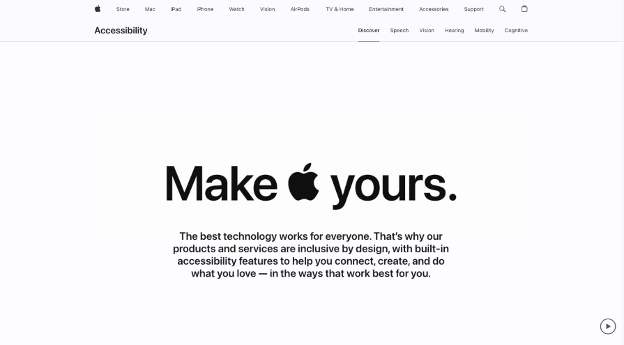 Apple accessibility webpage