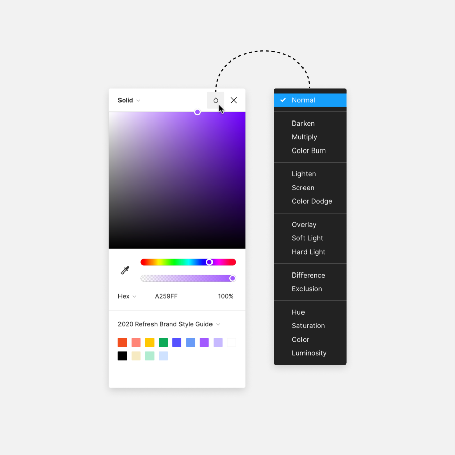 Color picker dropdown menu