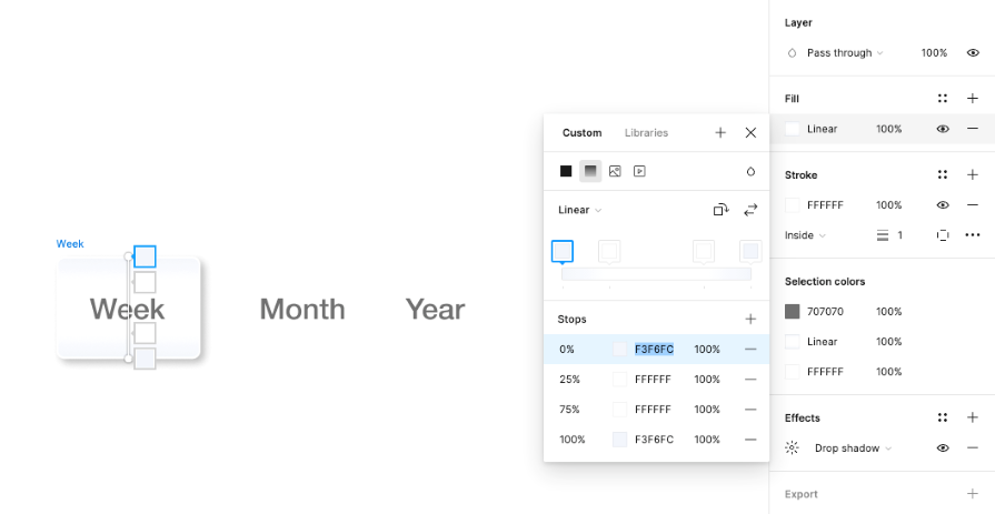 Gradients and drop shadows menu