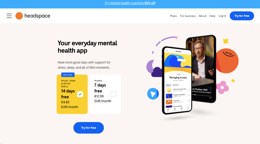 Headspace webpage