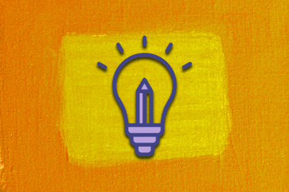 Drawn light bulb representing idea sketching