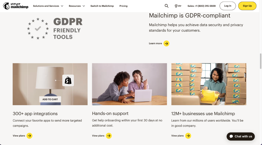 Mailchimp GDPR webpage