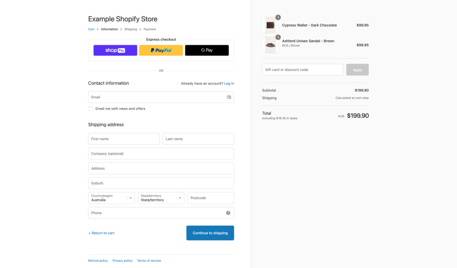 Shopify Checkout Design