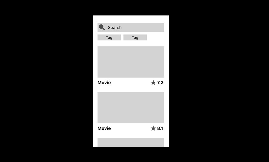 Low-Fidelity Prototype Movie List Screen Design in Figma