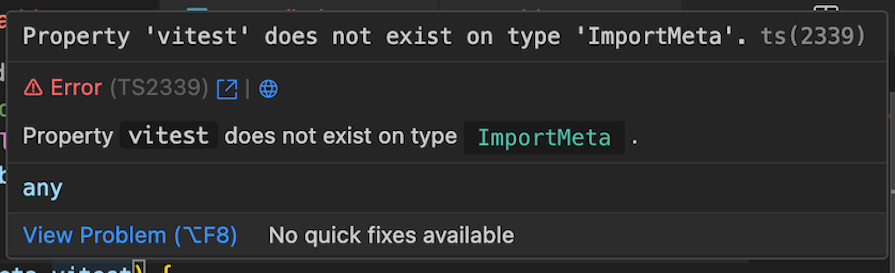 Typescript Error When Running Vitest Inline Test