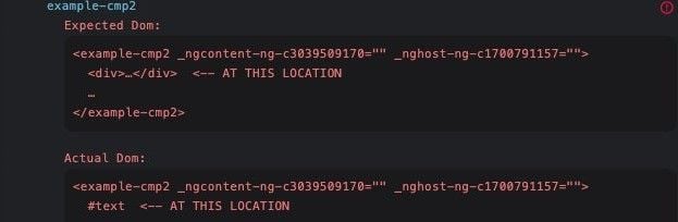 Code Depicting The Expected DOM Vs. The Actual DOM