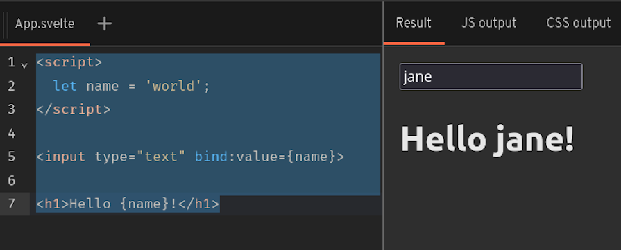 Example Using Form Binding In Svelte 